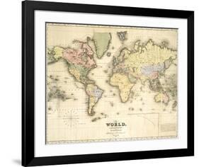 The World, on Mercator's Projection-David H^ Burr-Framed Premium Giclee Print