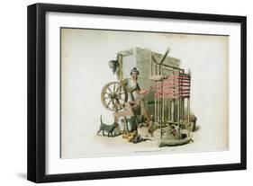 The Worsted Winder, 1805-William Henry Pyne-Framed Giclee Print