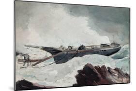 The Wrecked Schooner, C.1900-10-Winslow Homer-Mounted Giclee Print