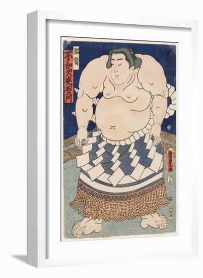 The wrestler Shiranui Mitsuemon, wearing an apron (kesho-mawashi), 1860-null-Framed Giclee Print