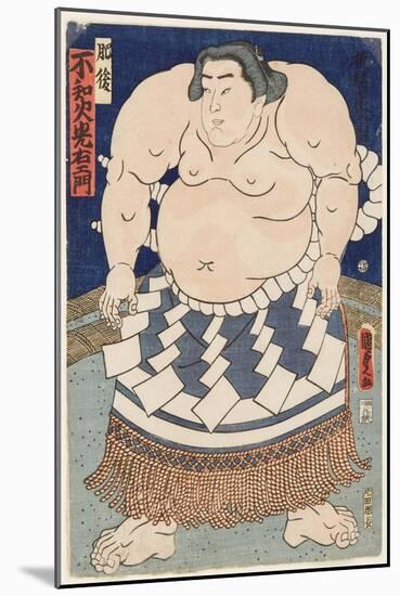 The wrestler Shiranui Mitsuemon, wearing an apron (kesho-mawashi), 1860-null-Mounted Giclee Print