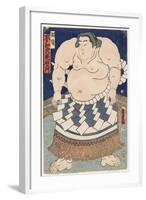 The wrestler Shiranui Mitsuemon, wearing an apron (kesho-mawashi), 1860-null-Framed Giclee Print