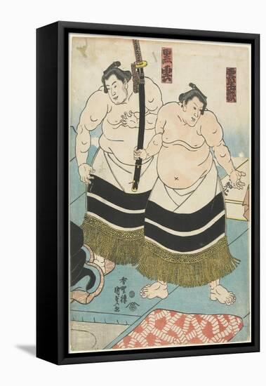 The Wrestlers Unjodake and Kurokumo, 1843-1847-Utagawa Kunisada-Framed Stretched Canvas