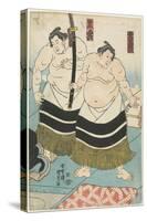 The Wrestlers Unjodake and Kurokumo, 1843-1847-Utagawa Kunisada-Stretched Canvas