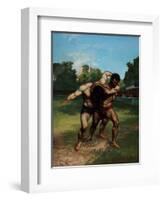 The Wrestlers-Gustave Courbet-Framed Premium Giclee Print