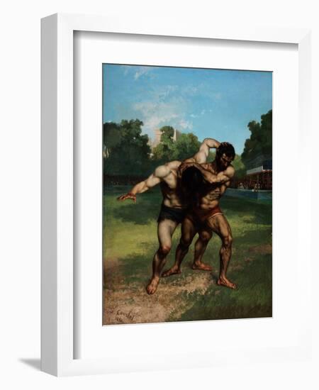 The Wrestlers-Gustave Courbet-Framed Premium Giclee Print