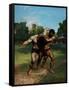 The Wrestlers-Gustave Courbet-Framed Stretched Canvas