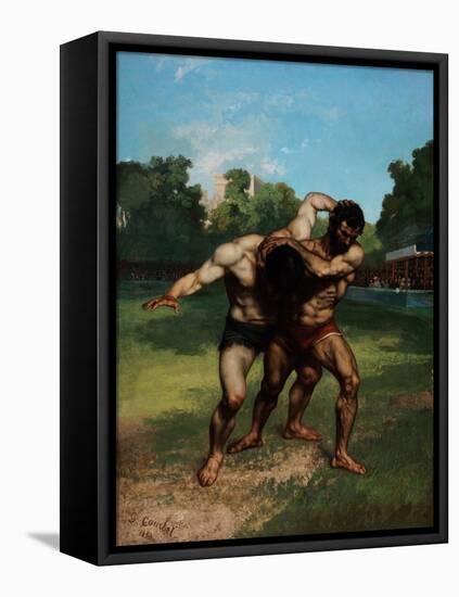 The Wrestlers-Gustave Courbet-Framed Stretched Canvas