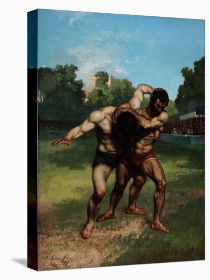 The Wrestlers-Gustave Courbet-Stretched Canvas