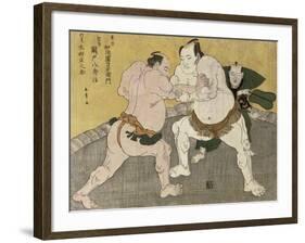 The Wrestling Match Between Kimenzan Tanigoro and Edogasaki Gemji-Katsukawa Shunsho-Framed Giclee Print