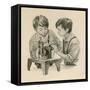 The Wright Brothers as Boys, Dropping Water into the Sewing Matchine with a Feather-Peter Jackson-Framed Stretched Canvas