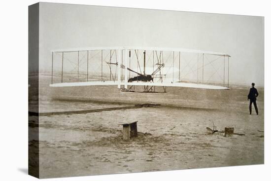 The Wright Brothers Making their First Powered Flight, 17th December, 1903-null-Stretched Canvas