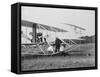 The Wright Brothers put a plane on the launch rail for the first Army flight at Fort Myer-Harris & Ewing-Framed Stretched Canvas