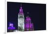 The Wrigley Building and Tribune Tower Illuminated at Night, Chicago, Illinois.-Jon Hicks-Framed Premium Photographic Print