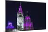 The Wrigley Building and Tribune Tower Illuminated at Night, Chicago, Illinois.-Jon Hicks-Mounted Photographic Print