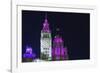 The Wrigley Building and Tribune Tower Illuminated at Night, Chicago, Illinois.-Jon Hicks-Framed Photographic Print