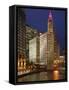 The Wrigley Building in the Loop in Chicago on a Rainy Day, USA-David Bank-Framed Stretched Canvas