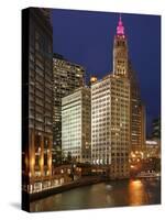 The Wrigley Building in the Loop in Chicago on a Rainy Day, USA-David Bank-Stretched Canvas