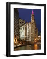 The Wrigley Building in the Loop in Chicago on a Rainy Day, USA-David Bank-Framed Photographic Print