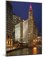 The Wrigley Building in the Loop in Chicago on a Rainy Day, USA-David Bank-Mounted Photographic Print