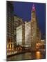 The Wrigley Building in the Loop in Chicago on a Rainy Day, USA-David Bank-Mounted Photographic Print