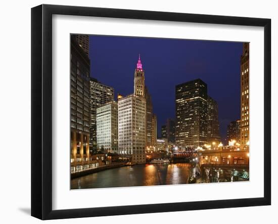 The Wrigley Building in the Loop in Chicago on a Rainy Day, USA-David Bank-Framed Photographic Print