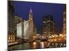 The Wrigley Building in the Loop in Chicago on a Rainy Day, USA-David Bank-Mounted Photographic Print