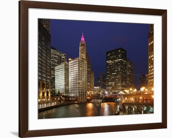 The Wrigley Building in the Loop in Chicago on a Rainy Day, USA-David Bank-Framed Photographic Print