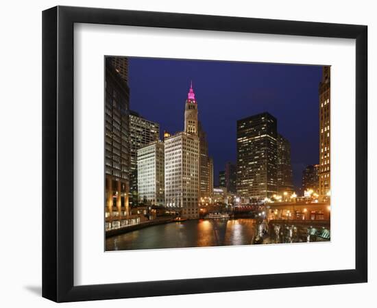 The Wrigley Building in the Loop in Chicago on a Rainy Day, USA-David Bank-Framed Photographic Print