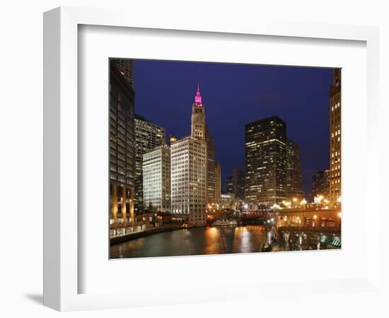 The Wrigley Building in the Loop in Chicago on a Rainy Day, USA-David Bank-Framed Photographic Print