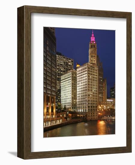 The Wrigley Building in the Loop in Chicago on a Rainy Day, USA-David Bank-Framed Photographic Print