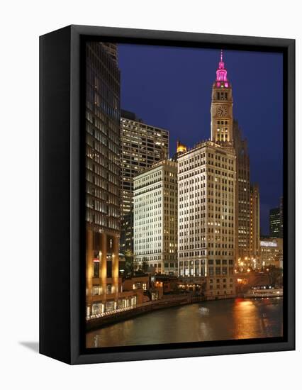 The Wrigley Building in the Loop in Chicago on a Rainy Day, USA-David Bank-Framed Stretched Canvas