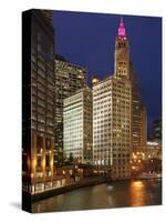 The Wrigley Building in the Loop in Chicago on a Rainy Day, USA-David Bank-Stretched Canvas