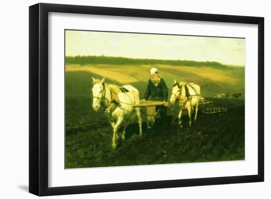The Writer Lev Nikolaevich Tolstoy Ploughing with Horses, 1889-Ilya Efimovich Repin-Framed Giclee Print