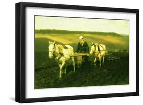 The Writer Lev Nikolaevich Tolstoy Ploughing with Horses, 1889-Ilya Efimovich Repin-Framed Giclee Print