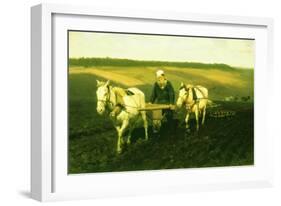 The Writer Lev Nikolaevich Tolstoy Ploughing with Horses, 1889-Ilya Efimovich Repin-Framed Giclee Print