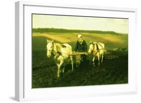 The Writer Lev Nikolaevich Tolstoy Ploughing with Horses, 1889-Ilya Efimovich Repin-Framed Giclee Print