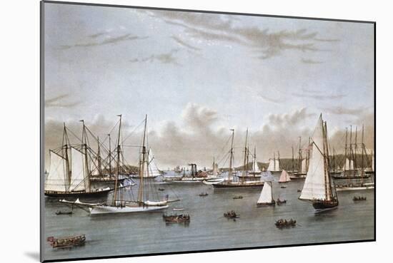 The Yacht Squadron-Currier & Ives-Mounted Giclee Print