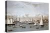 The Yacht Squadron-Currier & Ives-Stretched Canvas