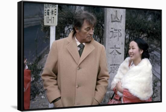 THE YAKUZA by SydneyPollack with Robert Mitchum and Kishi Keiko, 1974 (photo)-null-Framed Stretched Canvas