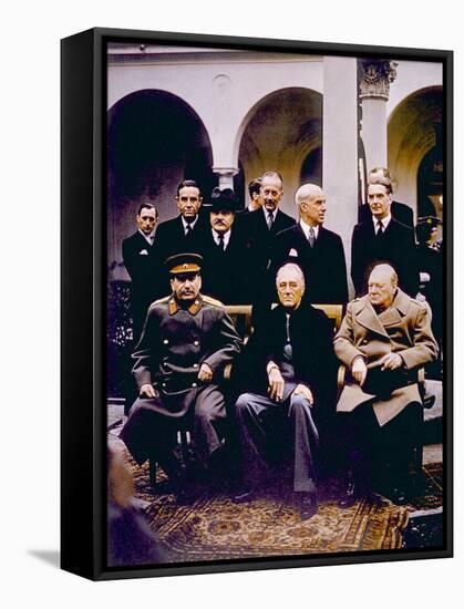 The Yalta Conference, Joseph Stalin, Franklin D. Roosevelt, Winston Churchill, February, 1945-null-Framed Stretched Canvas