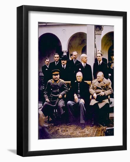 The Yalta Conference, Joseph Stalin, Franklin D. Roosevelt, Winston Churchill, February, 1945-null-Framed Photo