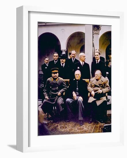 The Yalta Conference, Joseph Stalin, Franklin D. Roosevelt, Winston Churchill, February, 1945-null-Framed Photo