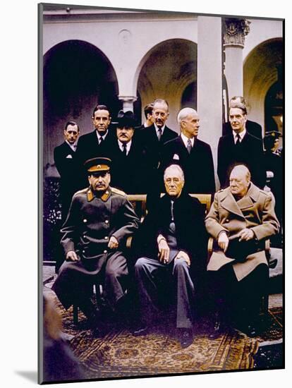 The Yalta Conference, Joseph Stalin, Franklin D. Roosevelt, Winston Churchill, February, 1945-null-Mounted Photo