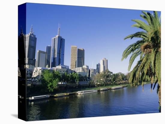 The Yarra River and City Buildings from Princes Bridge, Melbourne, Victoria, Australia-Richard Nebesky-Stretched Canvas