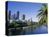 The Yarra River and City Buildings from Princes Bridge, Melbourne, Victoria, Australia-Richard Nebesky-Stretched Canvas