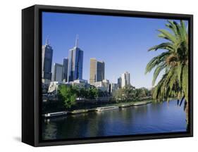 The Yarra River and City Buildings from Princes Bridge, Melbourne, Victoria, Australia-Richard Nebesky-Framed Stretched Canvas