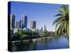 The Yarra River and City Buildings from Princes Bridge, Melbourne, Victoria, Australia-Richard Nebesky-Stretched Canvas