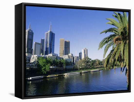 The Yarra River and City Buildings from Princes Bridge, Melbourne, Victoria, Australia-Richard Nebesky-Framed Stretched Canvas