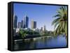 The Yarra River and City Buildings from Princes Bridge, Melbourne, Victoria, Australia-Richard Nebesky-Framed Stretched Canvas